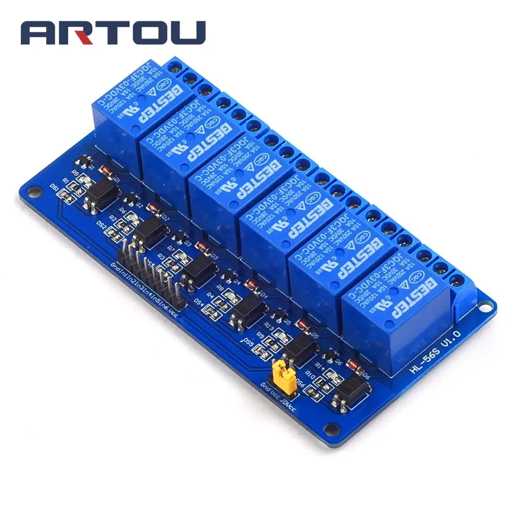 3V 3.3V 6 Channel Relay Module Low Level Trigger with Optocoupler PCB Board Relay Output 6 way Relay Module for Arduino