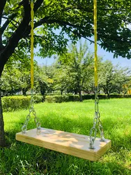 HQ SS01 columpio para adultos y niños, columpios de jardín al aire libre con tablero de madera sólida antiséptico grueso y cadena de eslabones de acero galvanizado