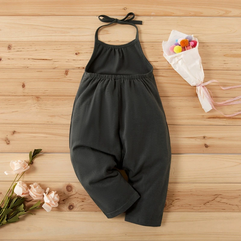 New Fashion Kids Baby Girls Strap Cotton Romper Toddler Sling Jumpsuit Harem Trousers Lace Up Sport Casual Loose Summer Clothes