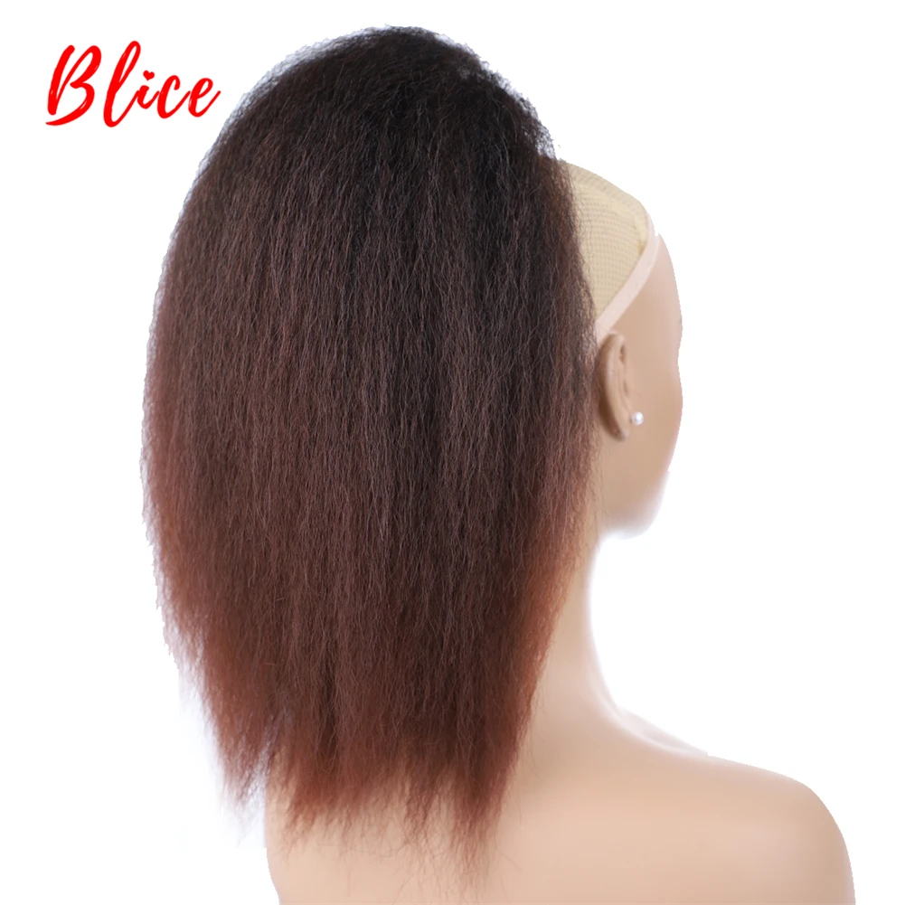 Blice-extensiones de cabello sintético resistente al calor, pelo liso rizado con dos coleteros de plástico, 14 ", 1B/33