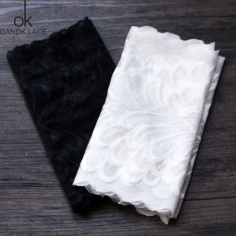 1Yards/Lot  Black，white Elastic lace Embroidery Stretch Lace Skirt Hem Underwear Sewing Craft DIY Apparel Fabrics