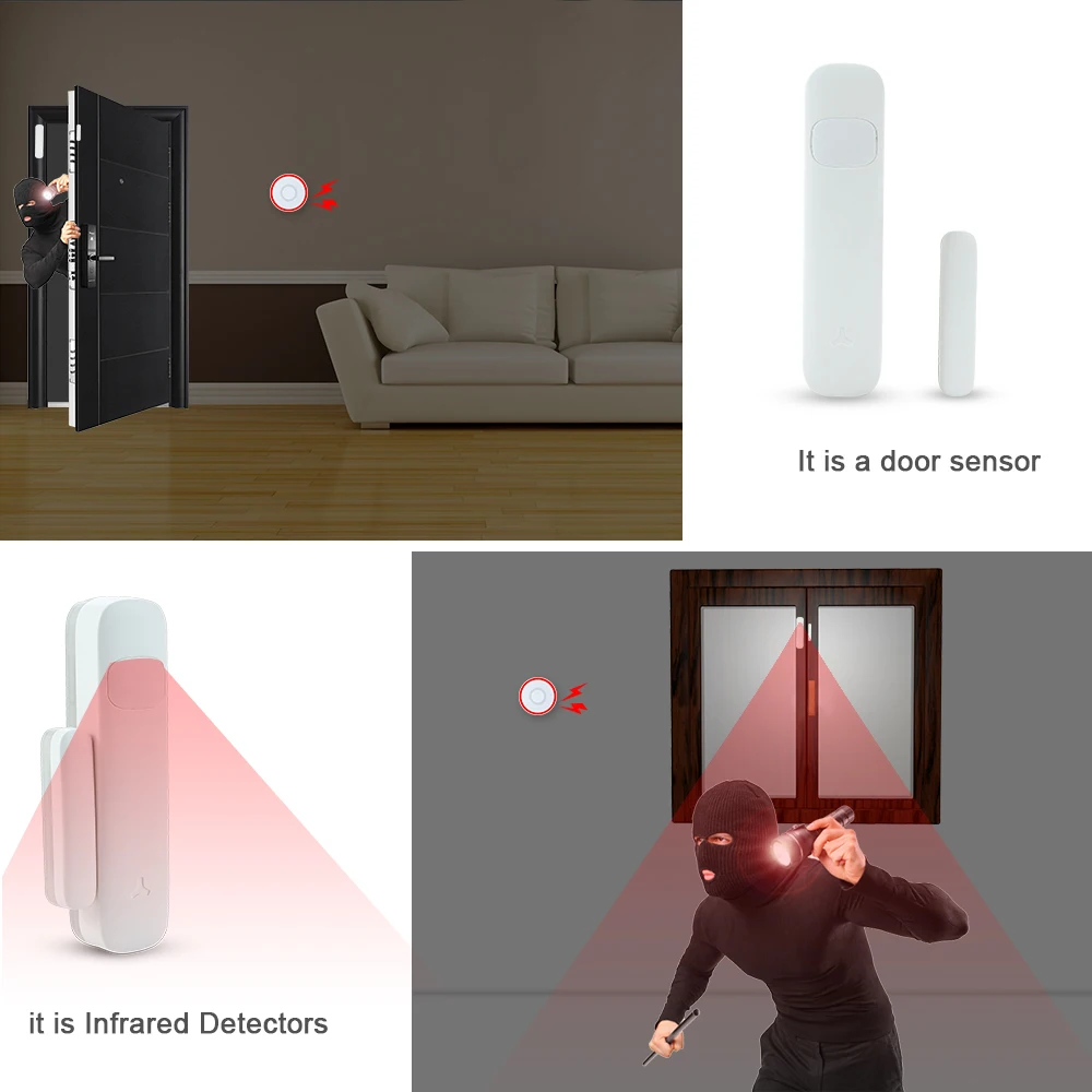 FM GFSK 433MHz Door Window Sensor PIR Motion Detector For Alarm System Kit Wireless Smart home Burglar security Magnetic Switch