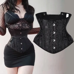 Underbust Corset Sexy Gothic Busiter Steel Boned Waist Trainer Short Torso Women Slimming Sheath Girdle Waist Cincher Lace Up