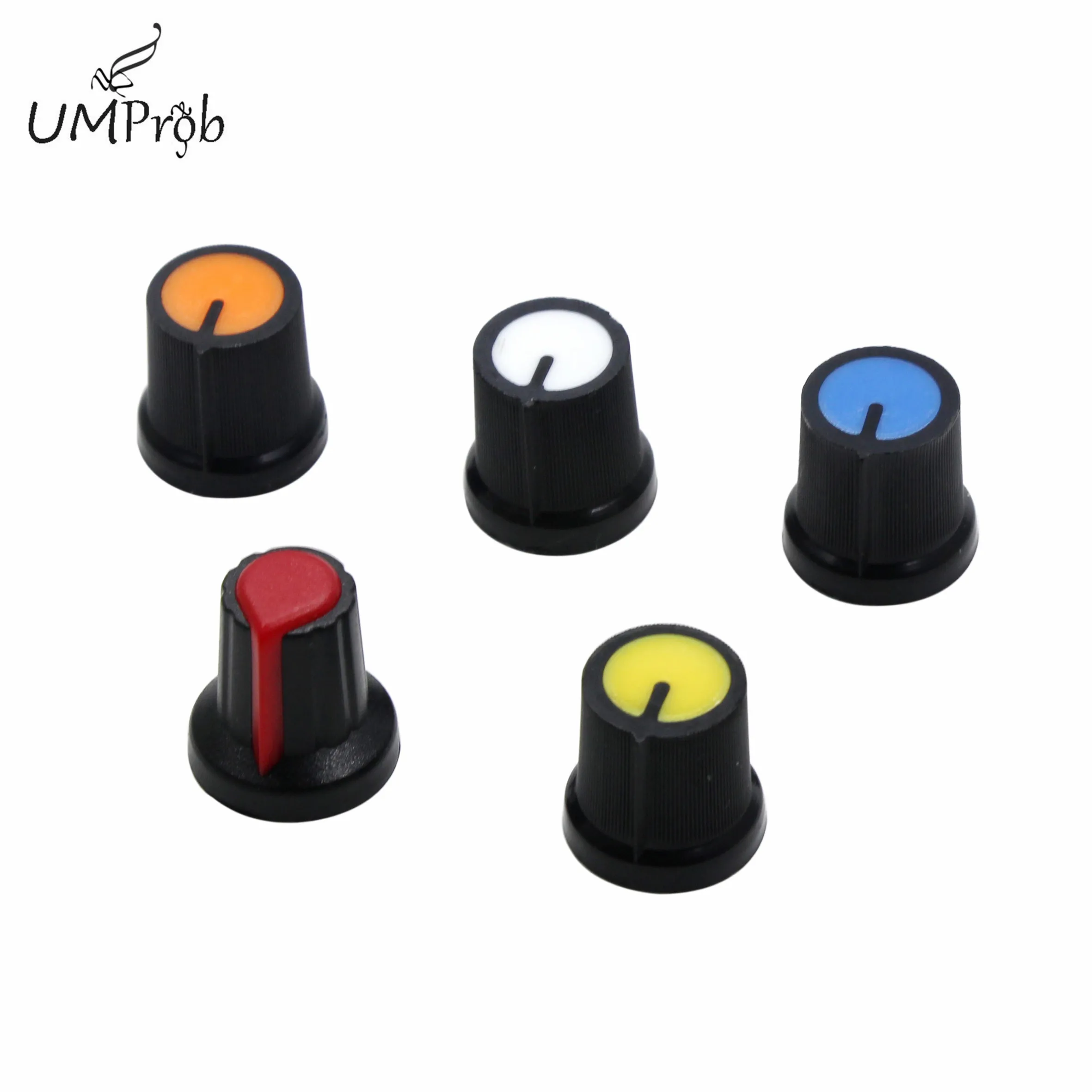 WH148 Potentiometer Knob cap(copper core) 15X17mm 6mm Shaft Hole AG2 Yellow Orange Blue White Red 5value*5PCS=25PCS