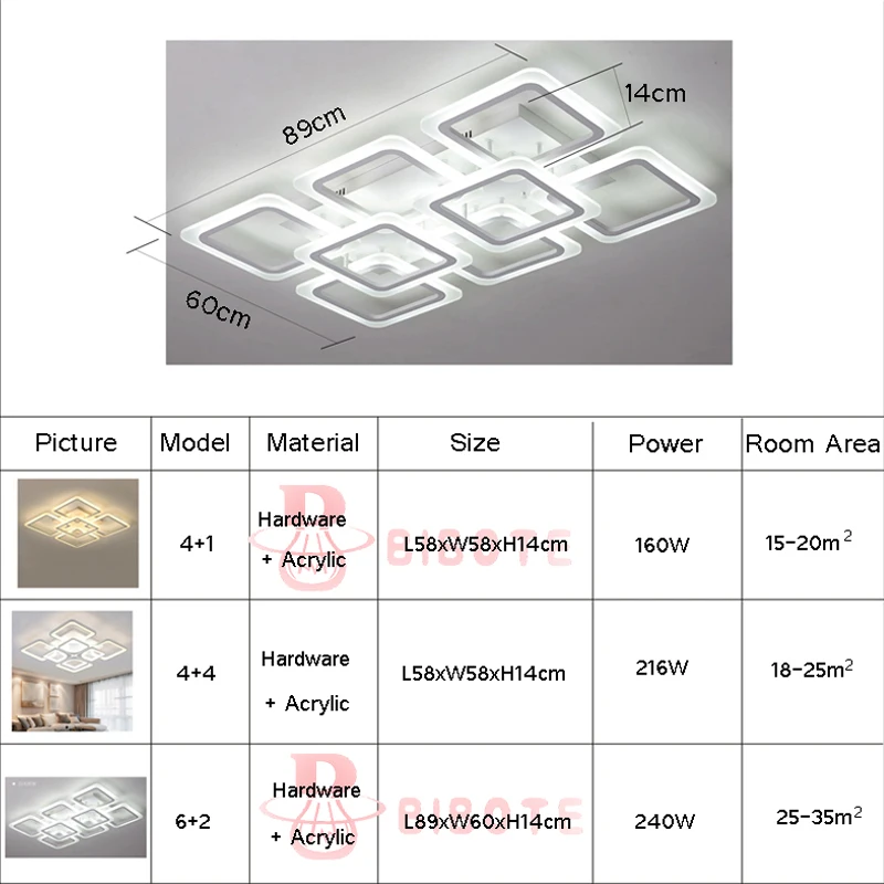 Imagem -06 - Lustre Moderno de Teto Led Luminária com Controle Remoto para Iluminação de Teto para Sala de Estar Quarto Cozinha