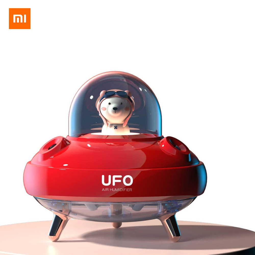 

Беспроводной увлажнитель воздуха UFO с двумя насадками, Настольный увлажнитель воздуха, светодиодный лая планета, медведь, светодиодная подсветка, светорассеиватель