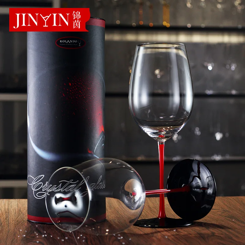 Hongting black background Burgundy goblet large lead-free crystal red wine glass single cylinder