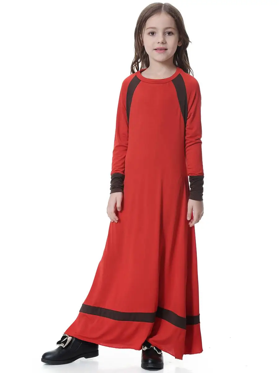 Muslim Kids Girls Maxi Dress Abaya Arab Long Sleeve Prayer Kaftan Robe Kaftan Islamic Clothing Arabian Caftan Casual Party Gown