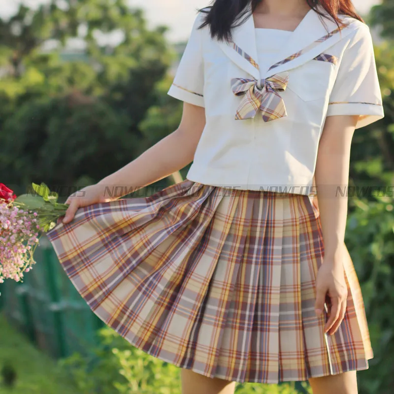 [Kerria Japonica] Formal JK Girl's High Waist Pleated Skirts Plaid Skirts Women Dress For JK School Uniform Students Clothes