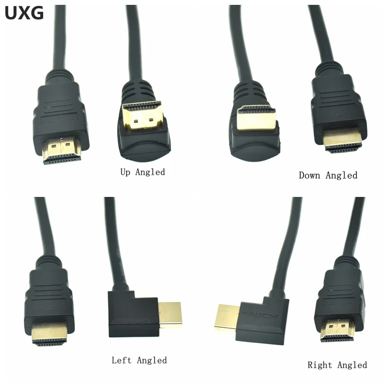 

15cm 30cm 1.5m HDMI-compatible Male To HD Down & Up & Left & Right Angled 90 Degree Male HD Extension Cable 90 Angled Cable 0.5m