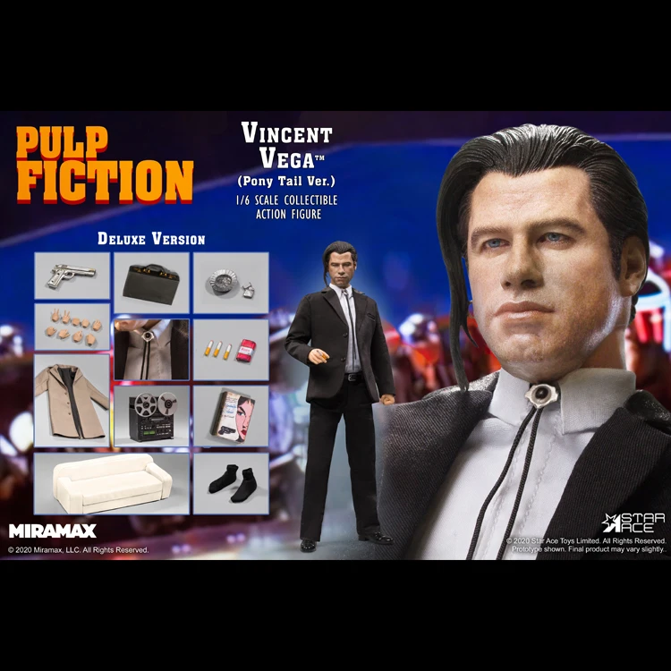 StarAce Pulp Fiction Vincents Vega 2.0 Ponys Tail Version SA0085 SA0086 Model Full set Action Figure Doll 30 cm for Collection