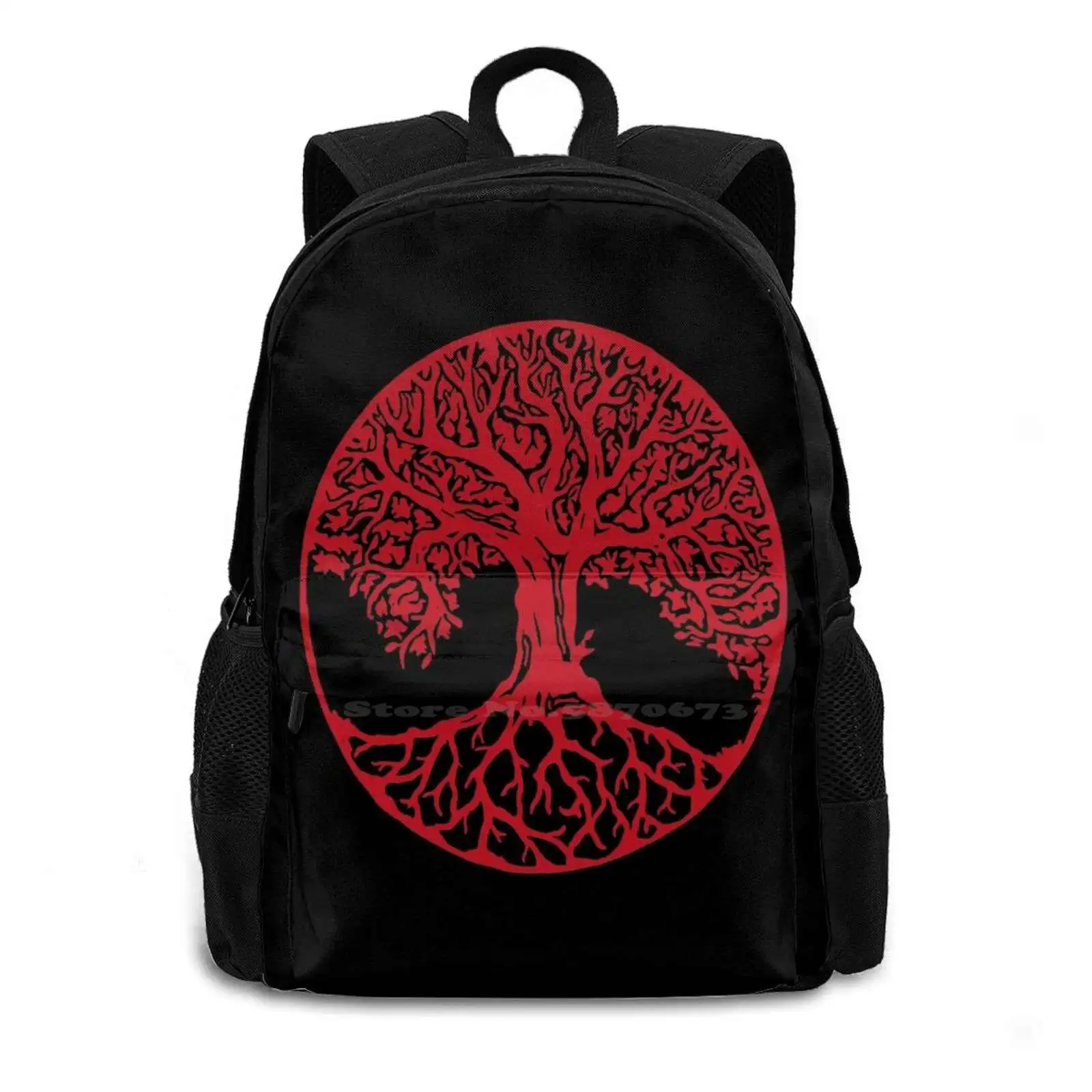 Yggdrasil Kamon / Red Women Men Teens Laptop Travel School Bags Yggdrasil Samurai Kamon Japan Religious Pagan Odin