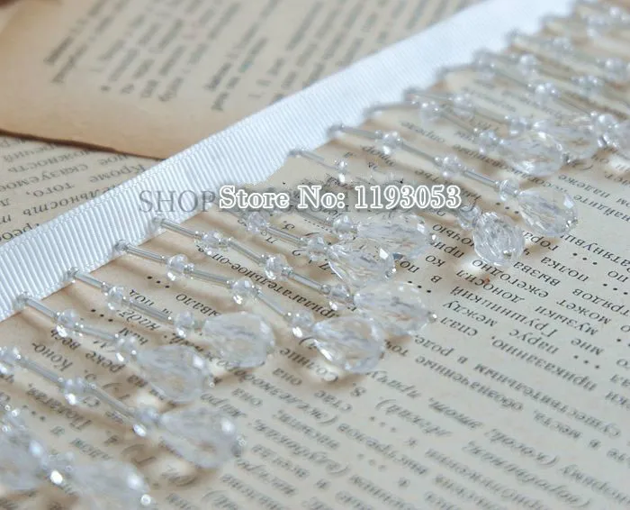 2 hof/Lot Kristall Anhänger Perlen Spitze Quaste Trimmen DIY Bühne Kleidung Hause Vorhang Hochzeit Dekorative Zubehör – Detail 11