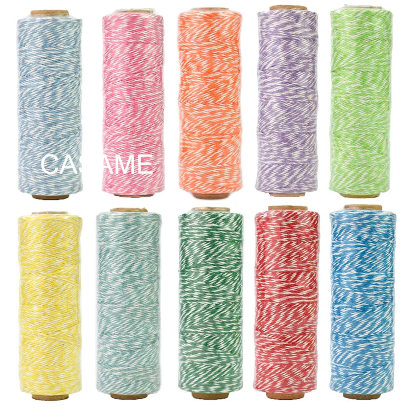 100% natural cotton rope 4ply (100Yards) thin Bakers twine color cotton string color party decoration wedding favors