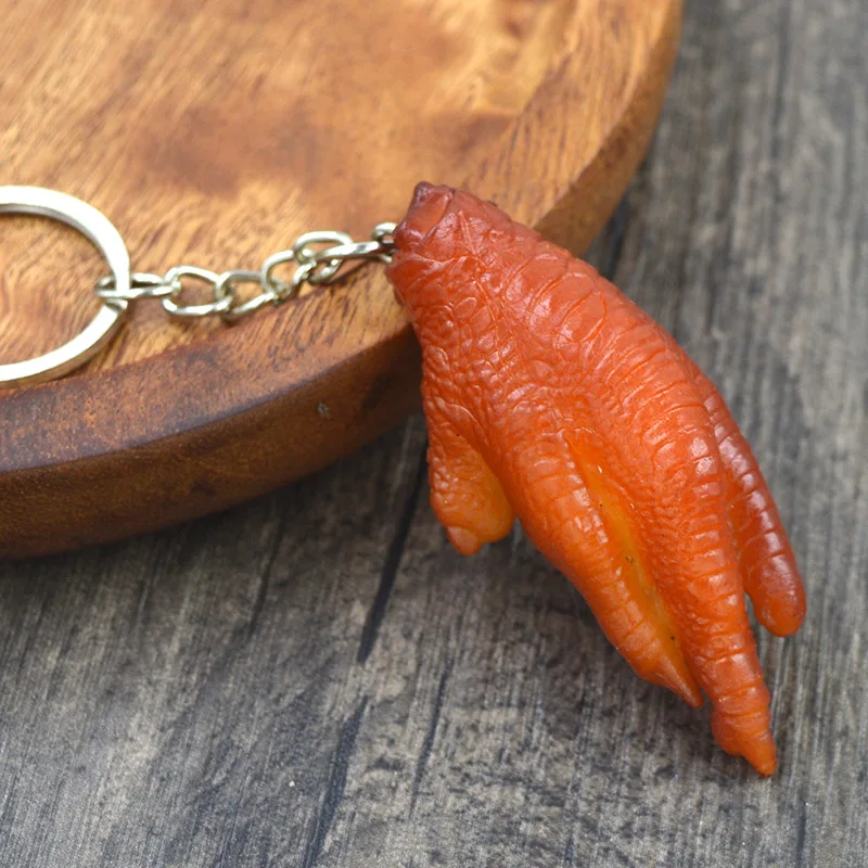 Creative Simulation Food Keychain PVC Model Gift Keychain Soft Glue Fake Braised Pork Belly Roasted Chicken Keychain K4230