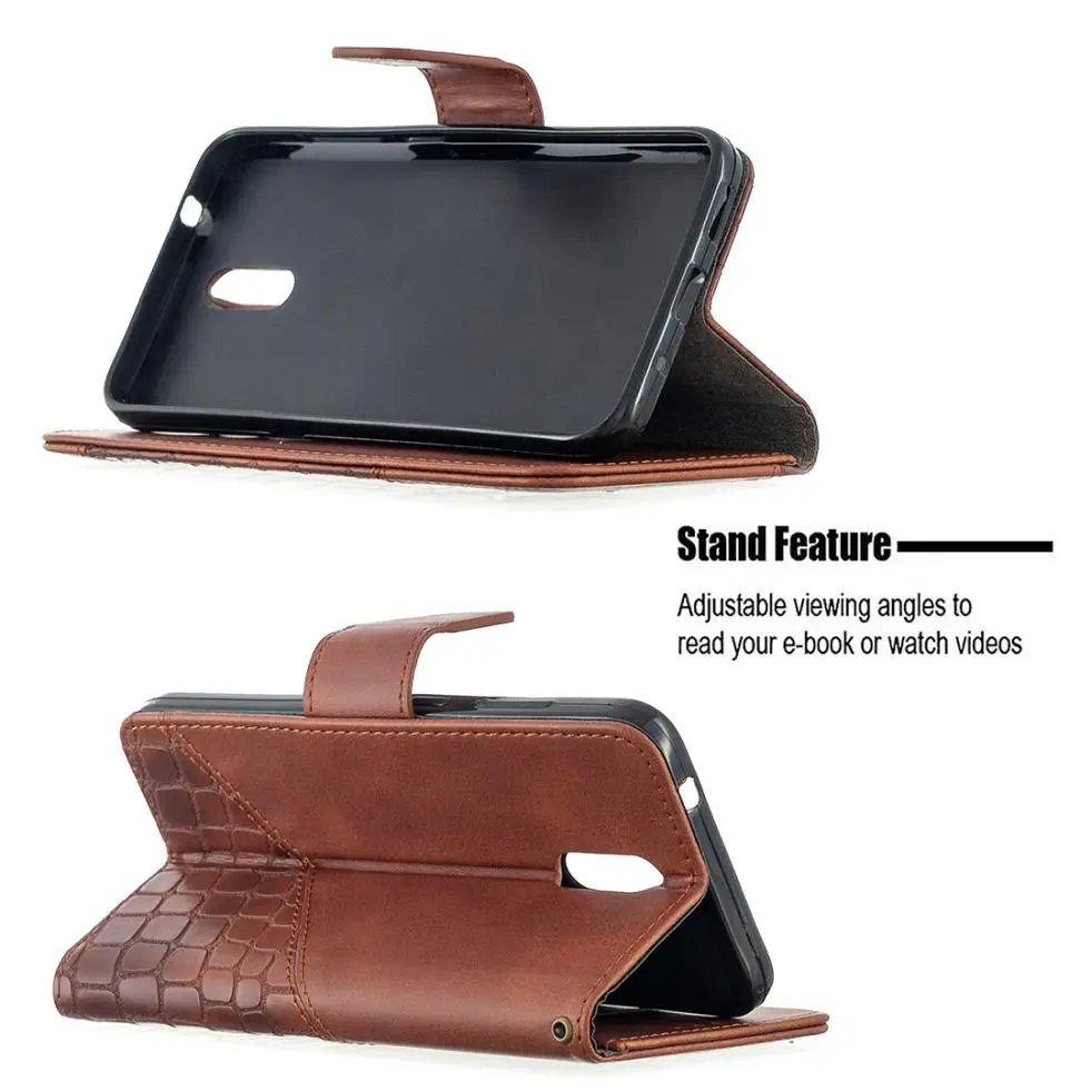 For Nokia 5.3 2.3 1.3 Fashion Crocodile Pattern Splice Leather Case Wallet Card Holder Stand Flip Phone Magnetic Cover PU Bag