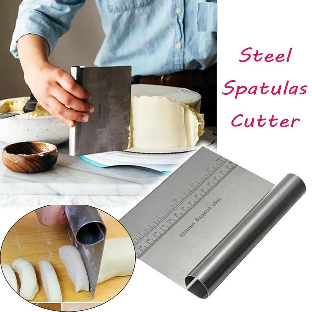 

1PC Cake Scraper Pastry Cutters Stainless Steel Pastry Spatula Baking Cake Cooking Dough Scraper Fondant Spatula DIY Baking Tool
