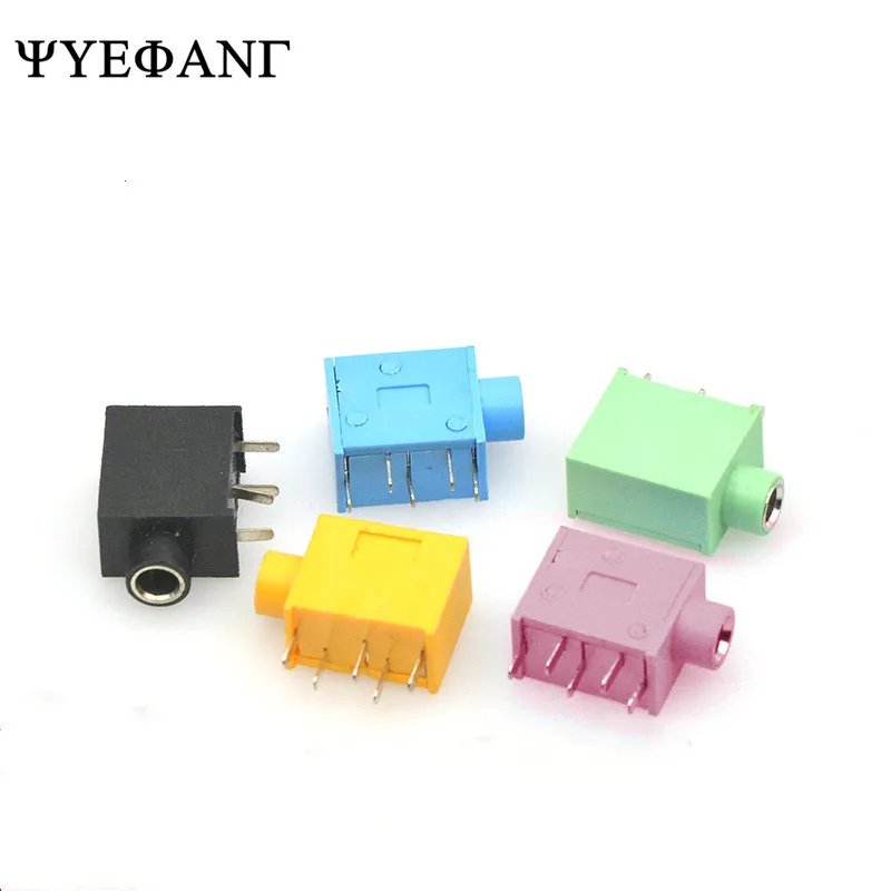 5Pcs PJ-325 3.5 mm Headphone Jack PJ325 3.5mm 5Pin Stereo Female Socket Audio Earphone Connector Blue/Black/Pink/Green/Yellow