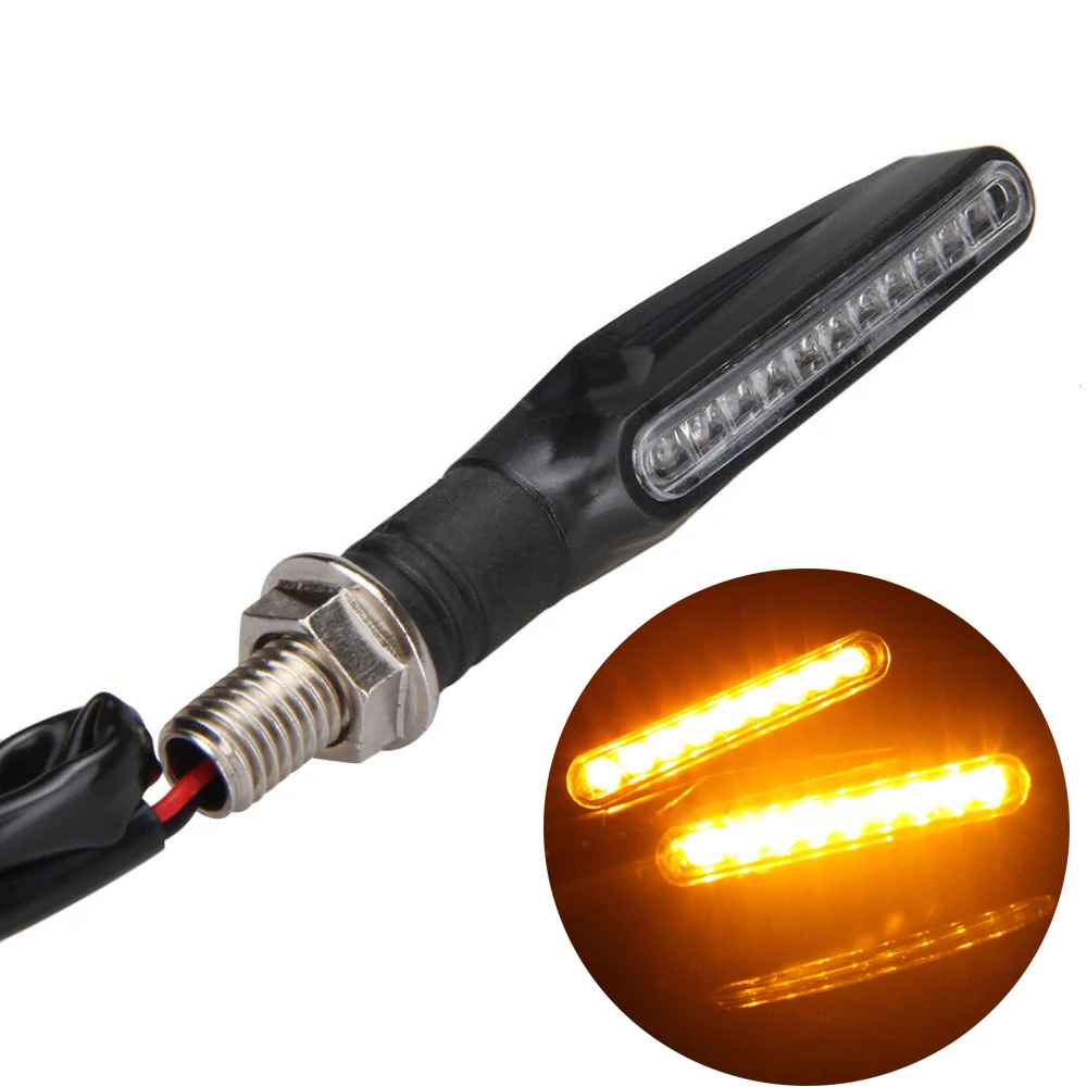 1PCS LED Motorcycle Turn Signals Light 12 SMD Tail Flasher Flowing Water Blinker IP68 Bendable Motorcycle Flashing Lights