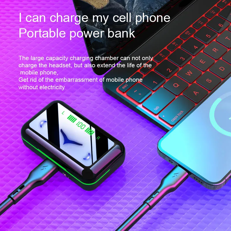 Игровые беспроводные наушники, гарнитура, Мини Bluetooth наушники, гарнитура с микрофоном, внешний аккумулятор 1200 мАч, зарядное устройство