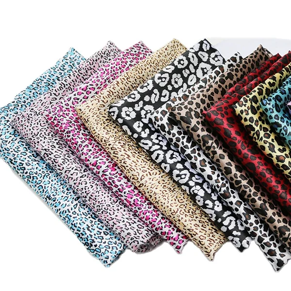 100cm*148cm Cheetah Print Charmeuse Satin Fabric 100% Polyester Soft For DIY Dress & Professional Tailoring