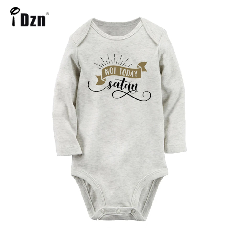 Not Today Satan No Cancer & Fight Cancer Music Symbol Dog Mom Newborn Baby Outfits Long Sleeve Jumpsuit 100% Cotton