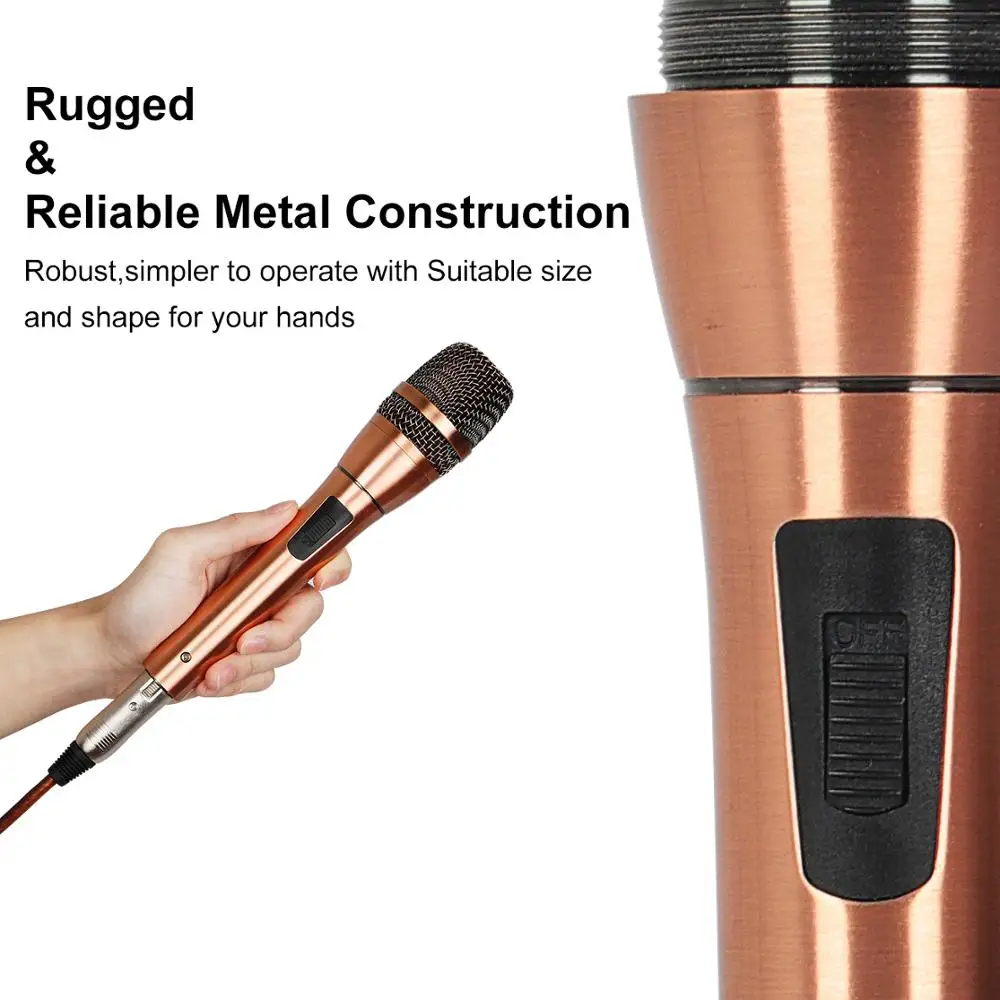 Deposheng c7universal wired unidirecional handheld dinâmico microfone isolamento de ruído ouro para karaoke ao ar livre reunião cantando