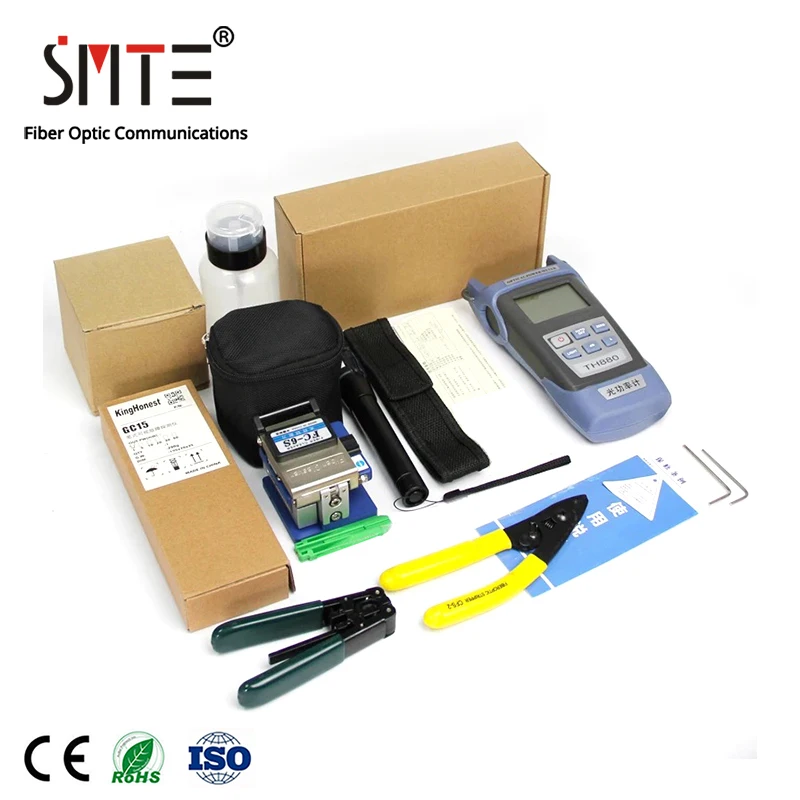 

FTTH Fiber Optic Tool Kit with Fiber Stripping Pliers FC-6S fiber optic cleaver Power Meter Visual Fault Locator 12pcs/pack