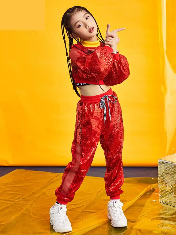 Costume de Jazz et de danse pour enfants, tenue de rue à paillettes, pour spectacle sur scène, vêtements de danse modernes, Hip Hop, nouvelle collection 2020