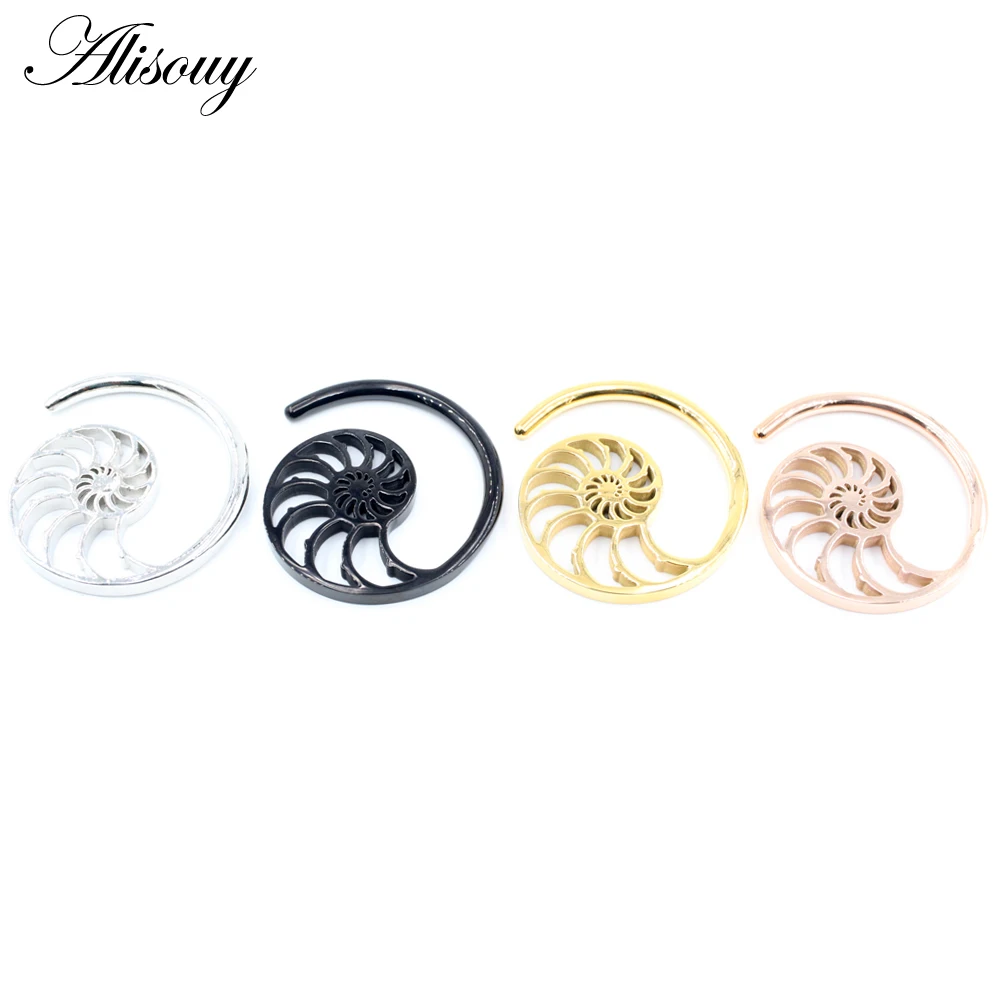 Alisouy 1PC Stainless Steel Hollow Spiral Snail Helix Ear Weights Expander Stretcher Plugs Gauge Earring Body Piercing Jewelry