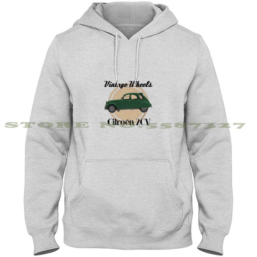 Vintage Wheels - Citroën 2Cv Long Sleeve Hoodie Sweatshirt Car Cars France French Paris Classic Retro Vintage Sixties Seventies