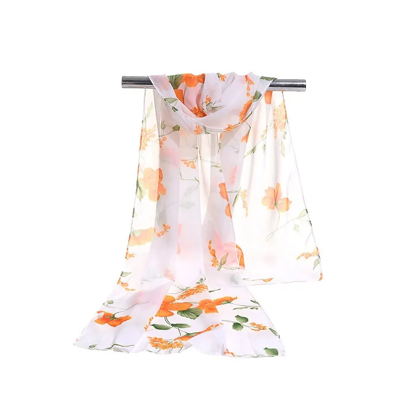 160*50cm New Fashion woman print Fresh chiffon scarf wild shawl sunscreen Flower floral girl scarf scarves