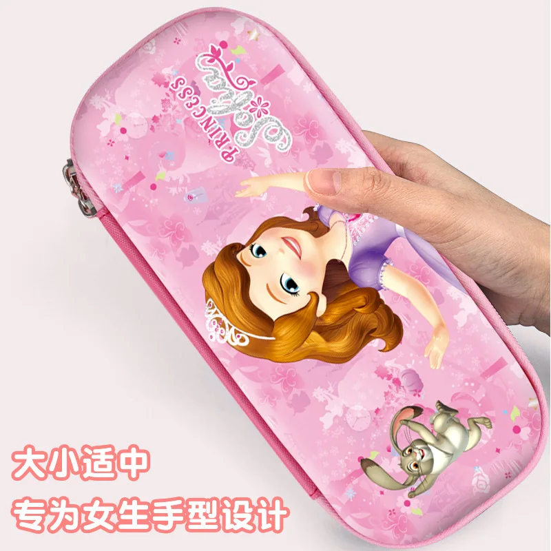 Imagem -03 - Disney Sofia Frozen Eva Escola Bolsa Papelaria Caixa de Grande Capacidade Cartoon Lápis Case Promoção Bonito Material Escolar Presente