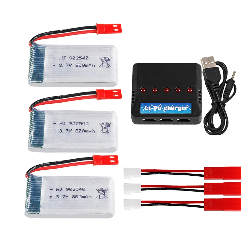 902540 3.7V 800mAh Lipo Battery With Charger For MJX R/C X400 X500 X800 HJ819 X25 Battery RC Quadcopter Drone Spare Part JST