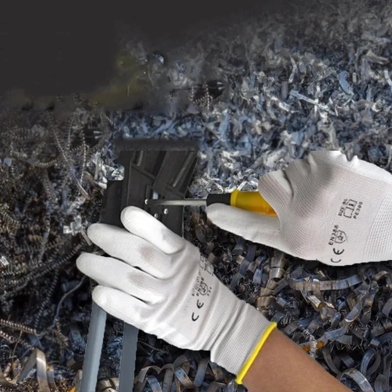 Guantes de Trabajo de Poliuretano Sin Logotipo, 10/20 Pares, Guantes de Seguridad con Palma Recubierta para Carpinteros y Reparadores 4