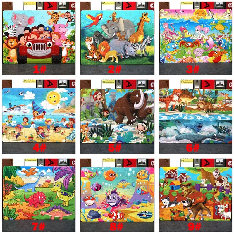 Children's Educational Toy Wooden Puzzle 60 Pieces Frameless Cartoon Puzzle Exercise Logical Thinking Ability