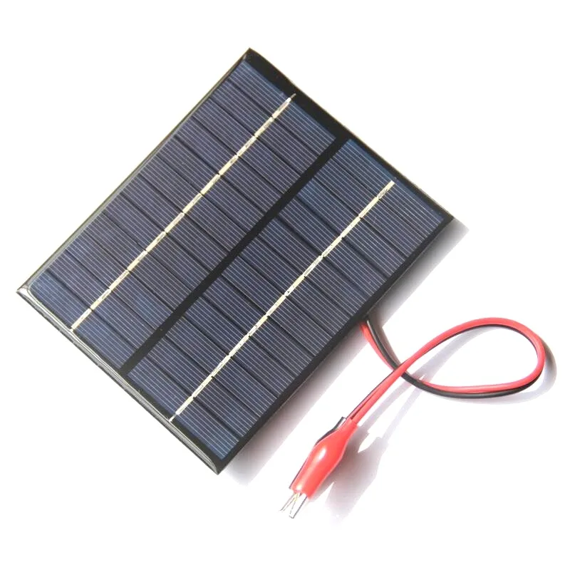 BUHESHUI 2W 12V Solar Panel Epoxy Polycrystalline Solar Panel Battery Charger +Clip  110*136MM 10pcs