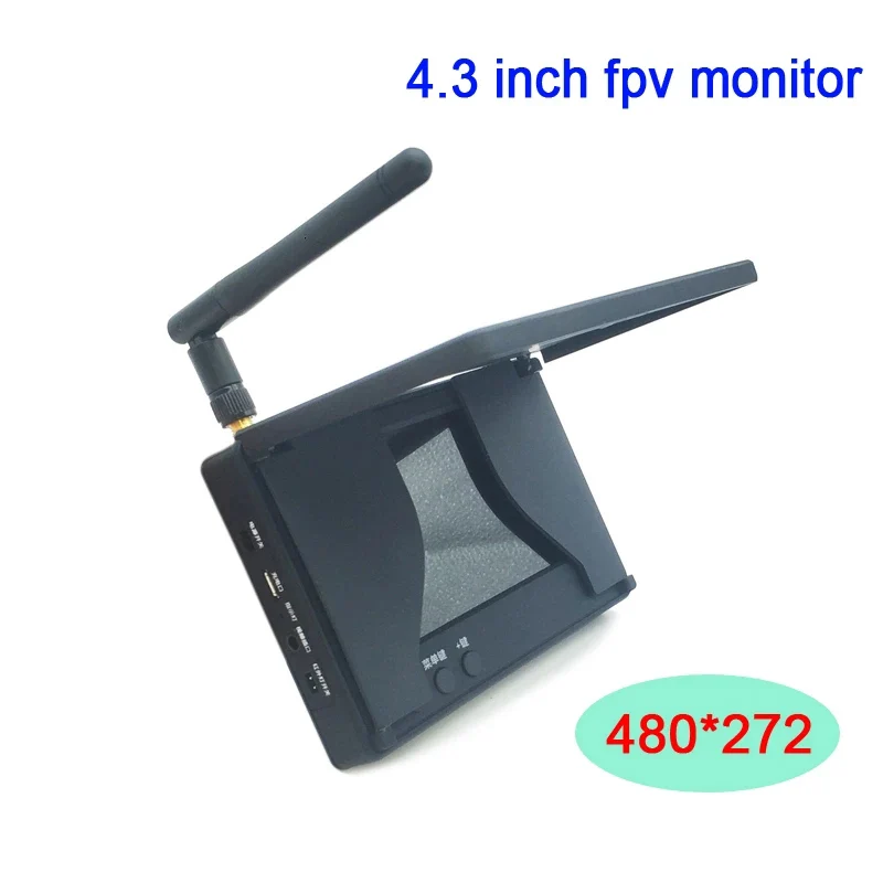 5.8G 48CH 4.3 Inch LCD 480x272 16:9 NTSC/PAL Auto Search FPV Monitor Build-in Battery For RC Multicopter Drone Part