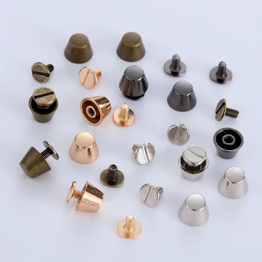 10Sets Brass Feet Screw Bag Bottom Studs DIY Leather Buttons Screw Wear Protection Rivets for Bag for Bag Decor Accessories