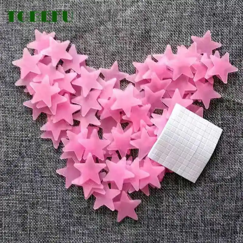 TOBEFU 3D Star and Snow Energy Storage Fluorescent Glow In The Dark Luminous on Wall Stickers for Kids Living Room Decal Gifts