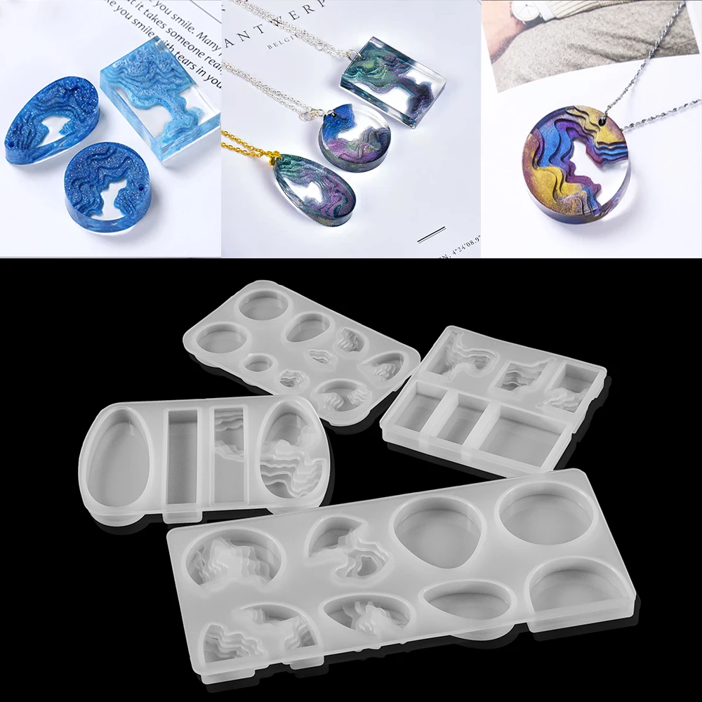 Water Drop Handmade Concrete Plaster Epoxy Resin Molds Step Field Island Pendant Silicone Molds For DIY Jewelry Making Supplies