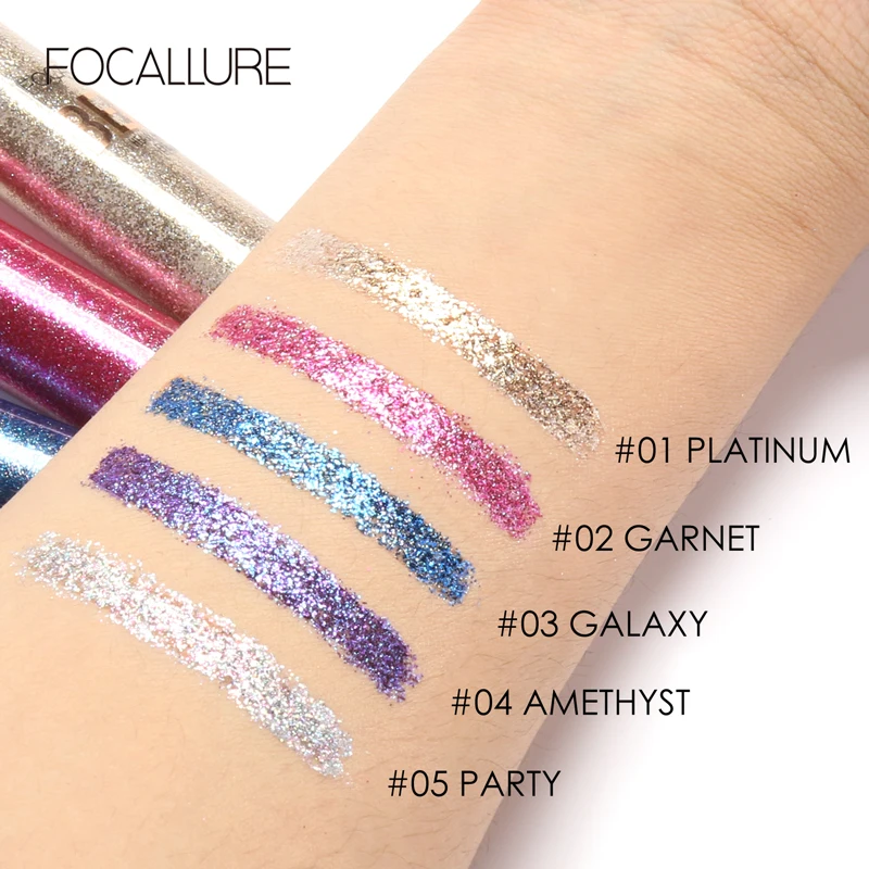 FOCALLURE Glitter Liquid Eyeliner Diamond Eyeshadow Makeup Waterproof 5 Colors Shiny Sequins Eye Shadow Stick Beauty Cosmetics