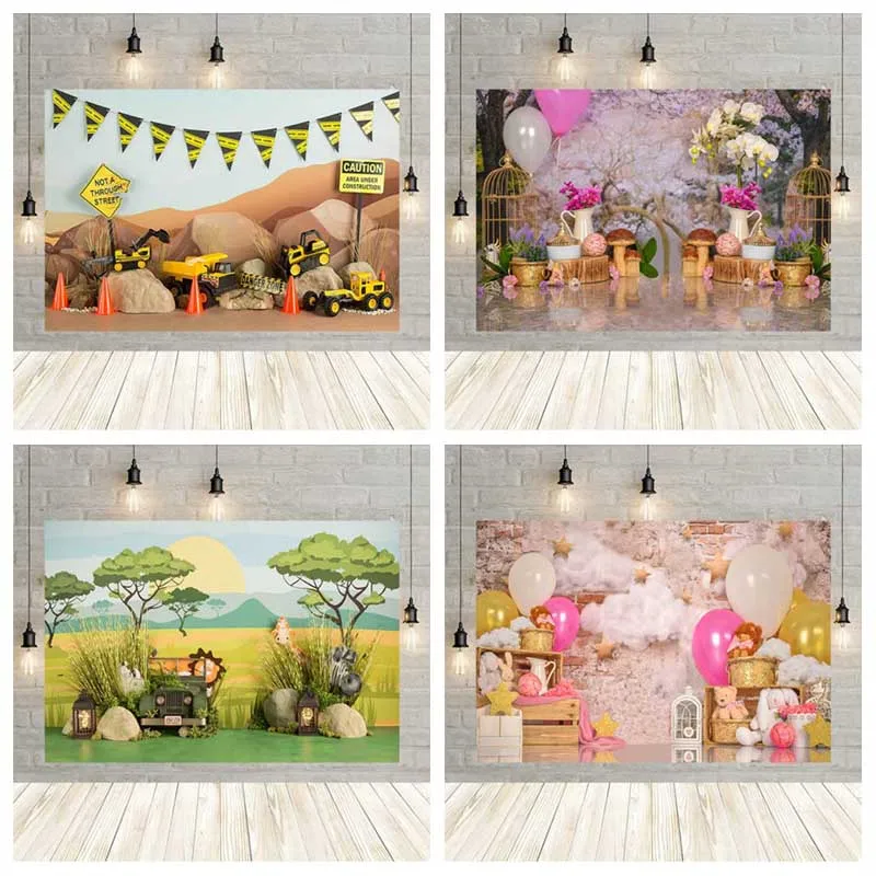 

Avezano Cake Smash Backgrounds For Photography Children Girl Boy First Birthday Decor Backdrop Jungle Balloons Photophone Banner