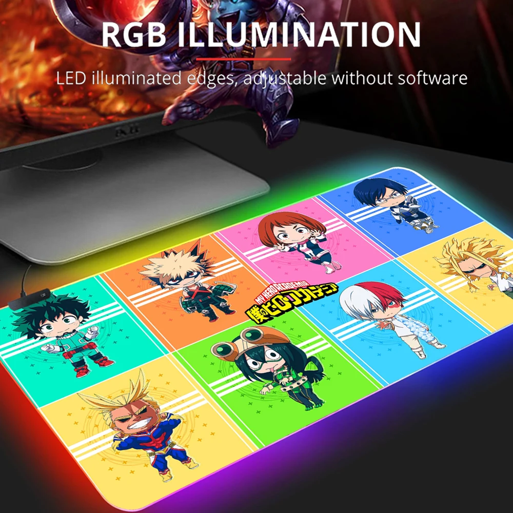 

My Hero Academia Anime Academy Led Mouse Pad Rgb Rug Mouse Mat Laptop Pc Gaming Accessories Keyboard Play Mat with Backlight