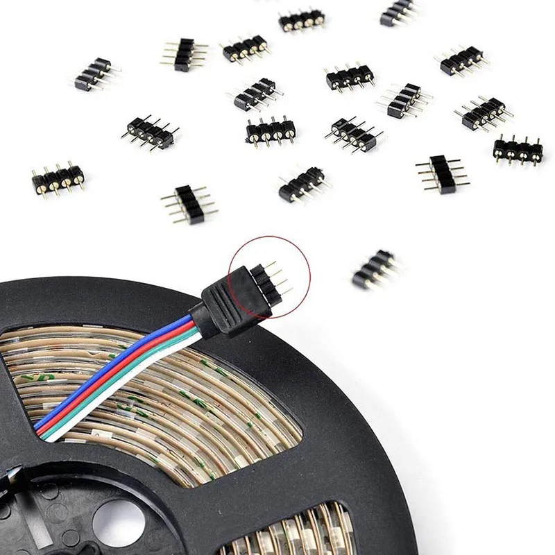 10Pcs 4Pin Rgb/5Pin Rgbw Led Strip Connector Rgb Rgbw Rgbww 5/4 Pin Naald Mannelijk Type Double Voor connector 5050 3528 Led Strip