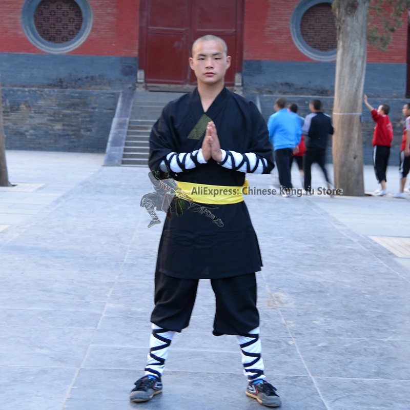 Black Cotton Shaolin Kung fu Uniform Martial arts Tai chi Wing Chun Suit Kids Adults Wushu Clothes