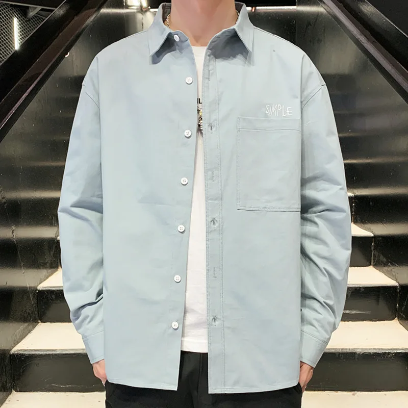 

Men's Fashion Spring Casual Daily Lapel Shirts Japanese Long Sleeve Soft Trend Comfortable Solid Color Motion Coat Slim Fit
