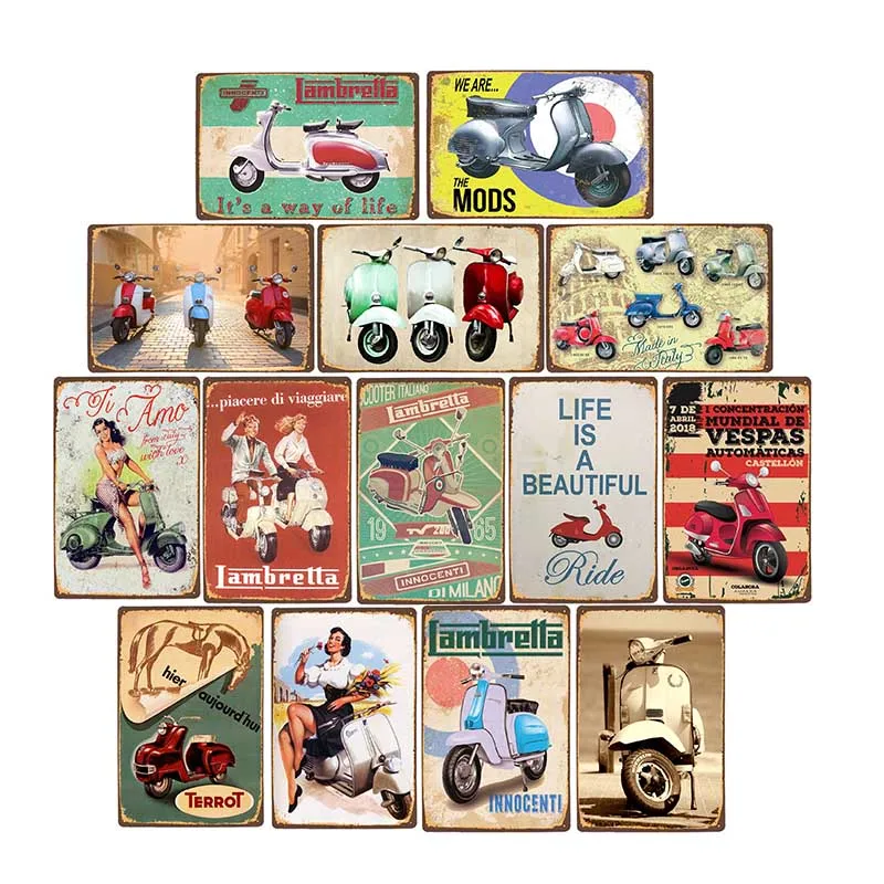 Lambretta Triumph Motorcycles Metal Signs Vintage Plaque Pub Bar Club Garage Wall Decor Poster Home Decor 20*30 CM