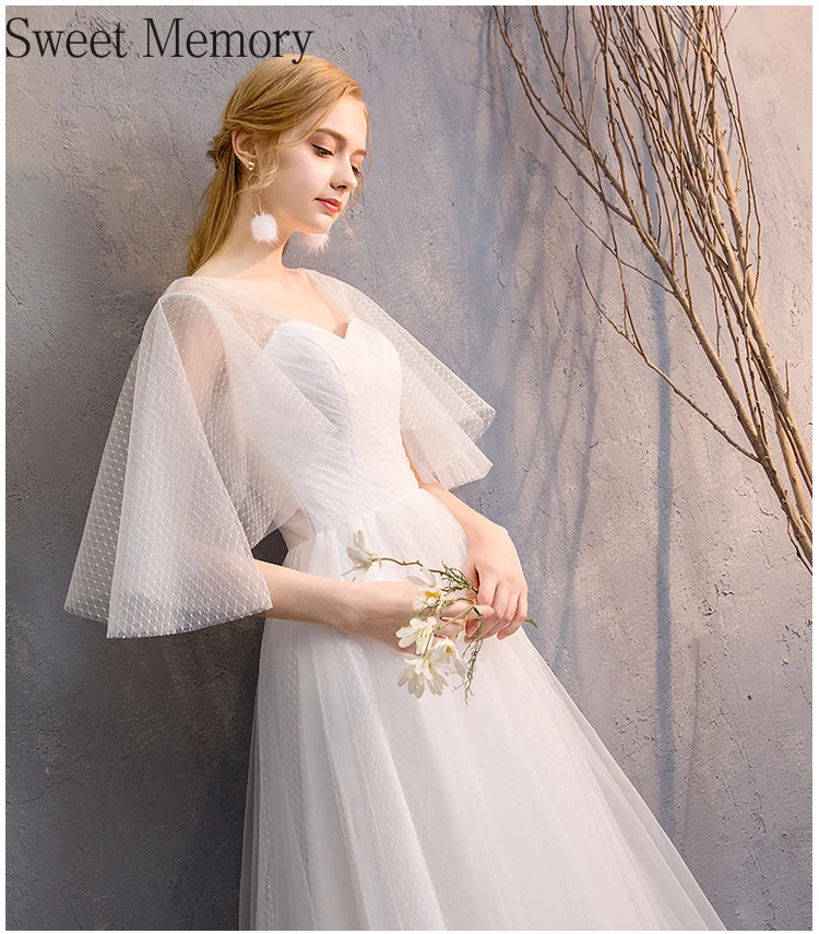 Robes de mariée longues et blanches pour demoiselles d'honneur, robe de Rhsexy pour femmes, longueur au sol, zone en tulle, robe de soirée, robe de mariée éducative