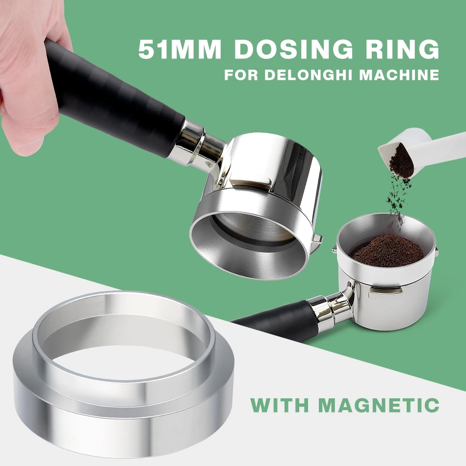 Anillo dosificador de aluminio para Delonghi, accesorios para máquina de café, Espresso, Barista, 51/53/58mm